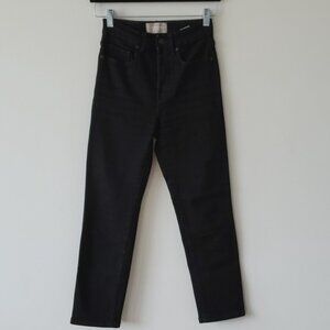 Everlane High Rise Slim Straight Ankle Cigarette Button Fly Black Jeans Sz 25